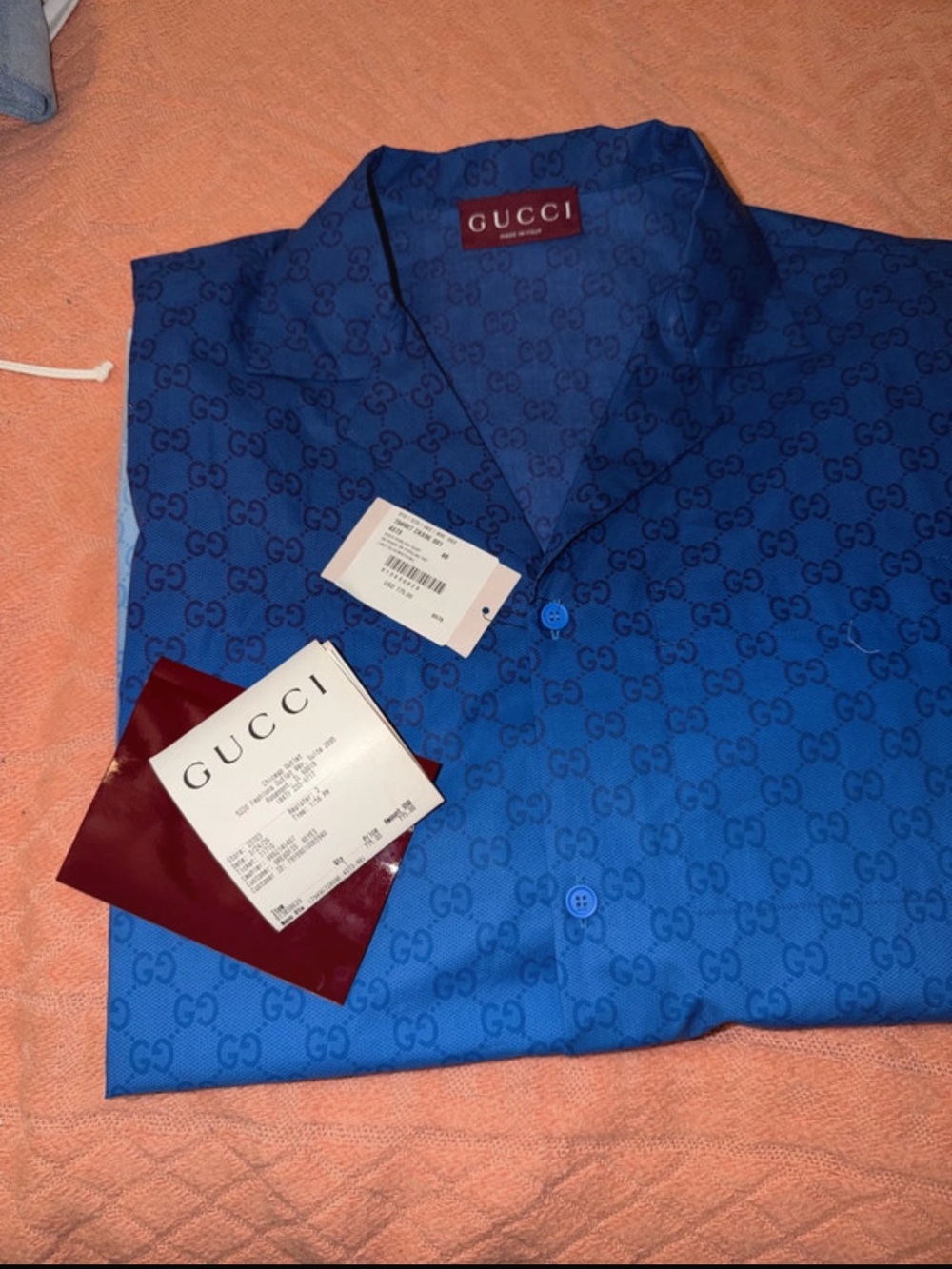 Gucci Men's Blue GG Monogram Casual Shirt